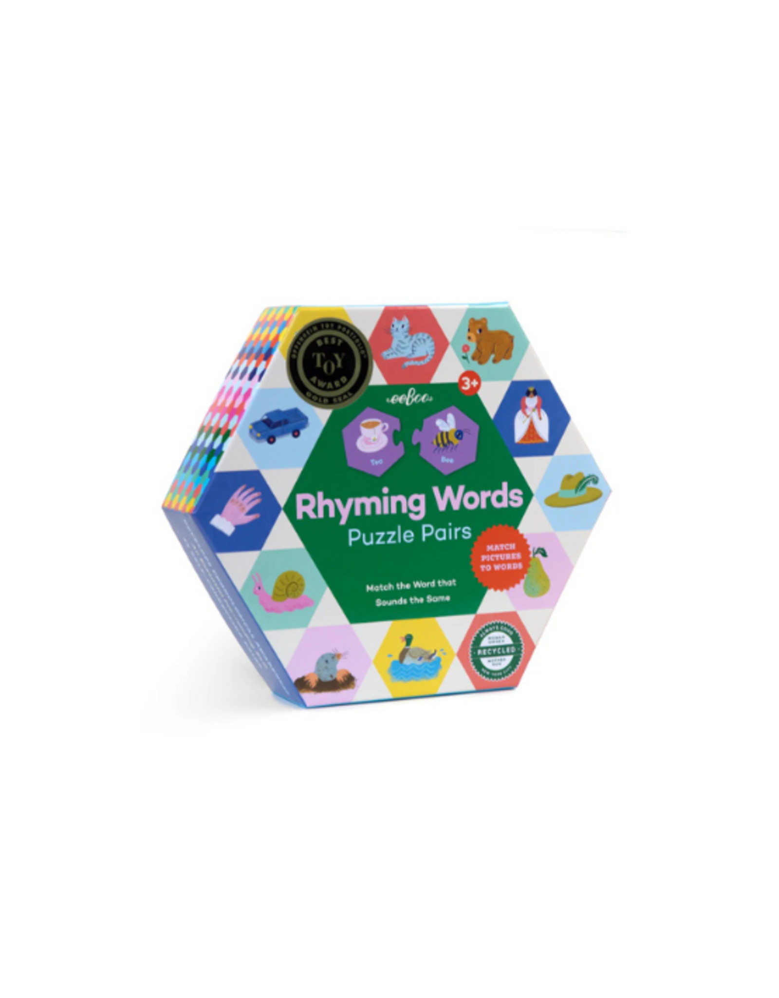 eeBoo eeBoo - Rhyming Words Hexagon Puzzle Pairs