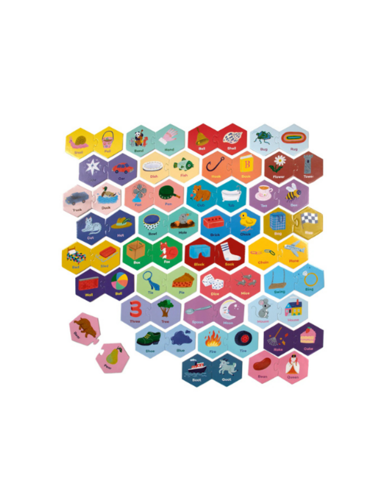 eeBoo eeBoo - Rhyming Words Hexagon Puzzle Pairs