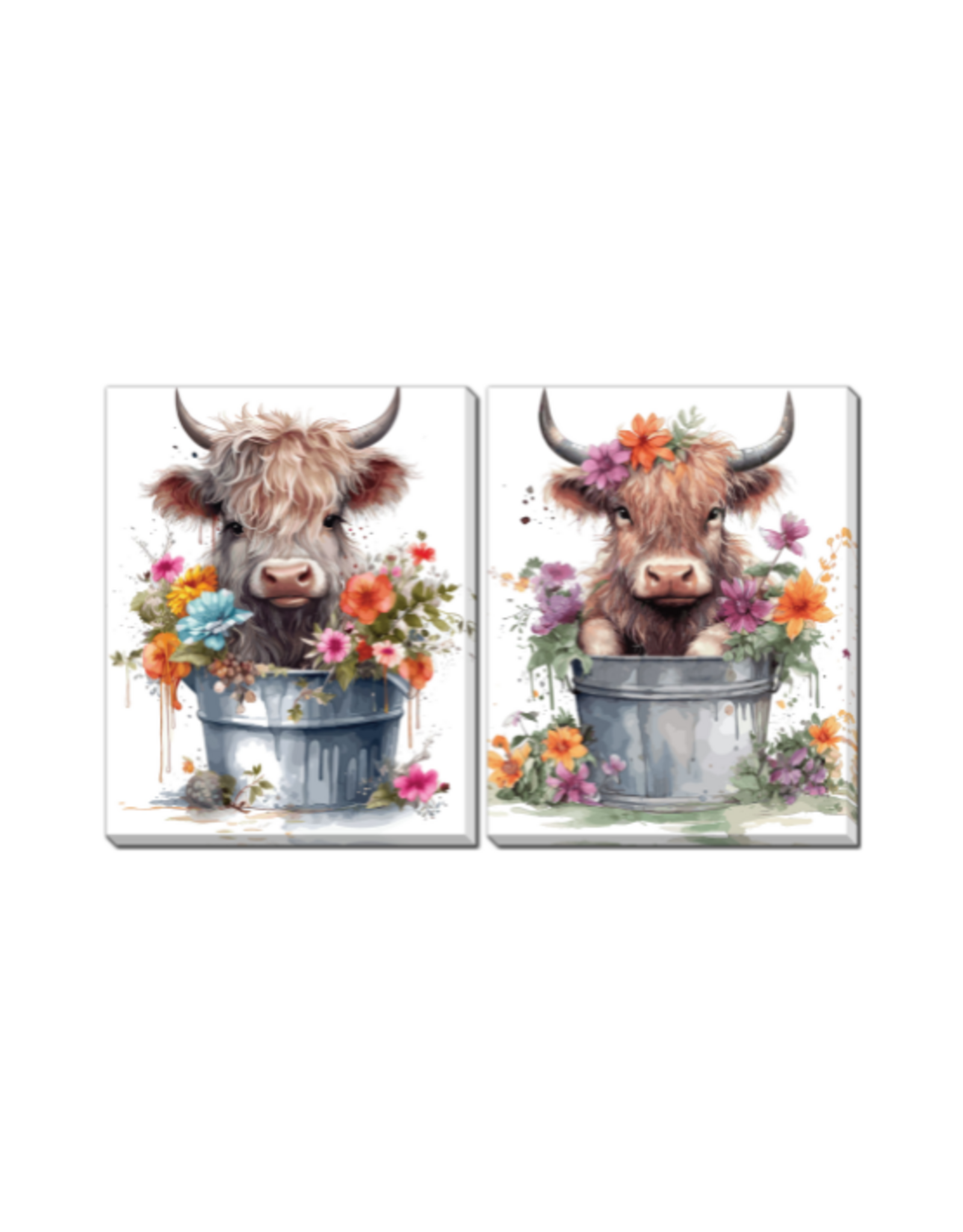 Streamline Streamlineart - Baby Highland Cow Set of 2 16x20