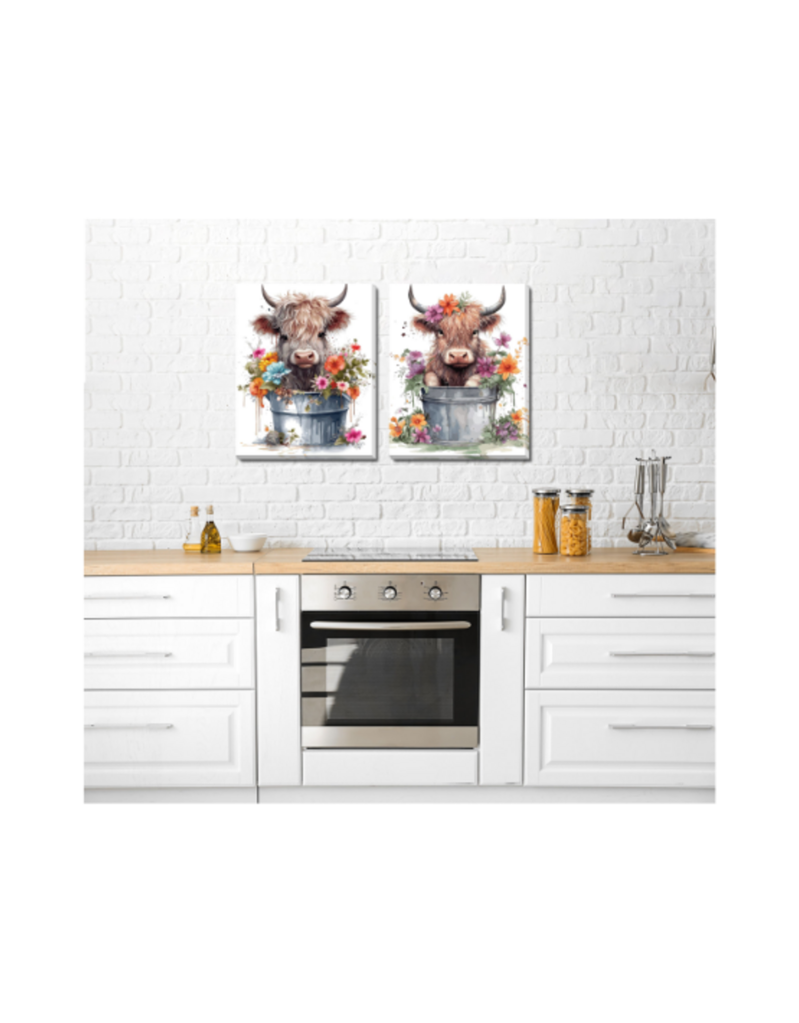 Streamline Streamlineart - Baby Highland Cow Set of 2 16x20