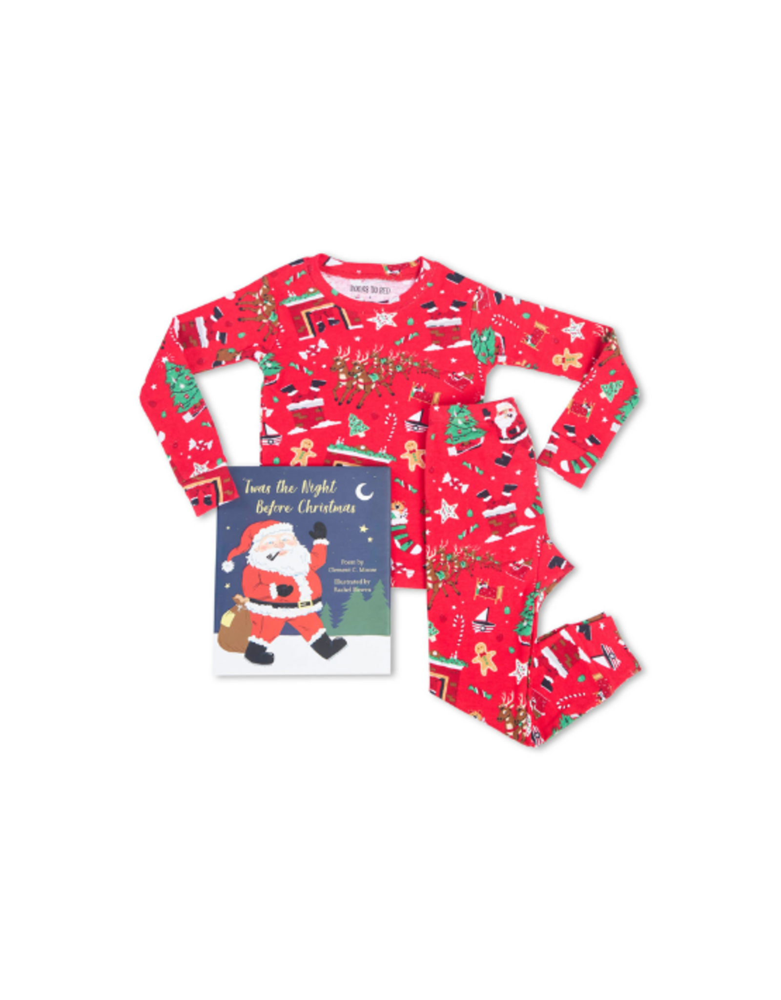 Books to Bed Books to Bed - Twas The Night Before Christmas Red Flat Pack PJ Set With Book Size 6