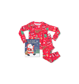 Books to Bed Twas The Night Before Christmas Red Flat Pack PJ Set With Book Size 6