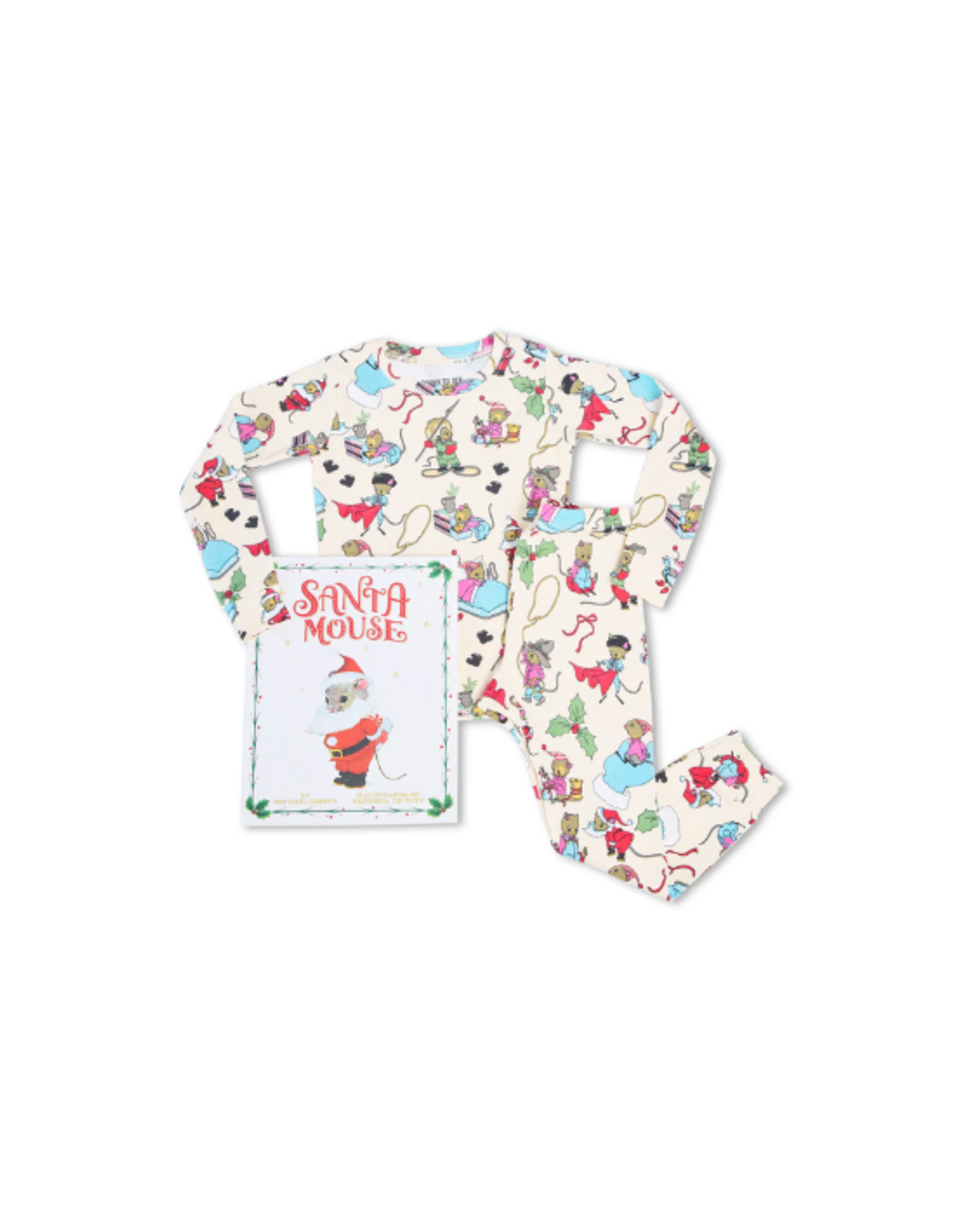 Books to Bed Books to Bed - Santa Mouse Flat Pack PJ Set With Book Size 4