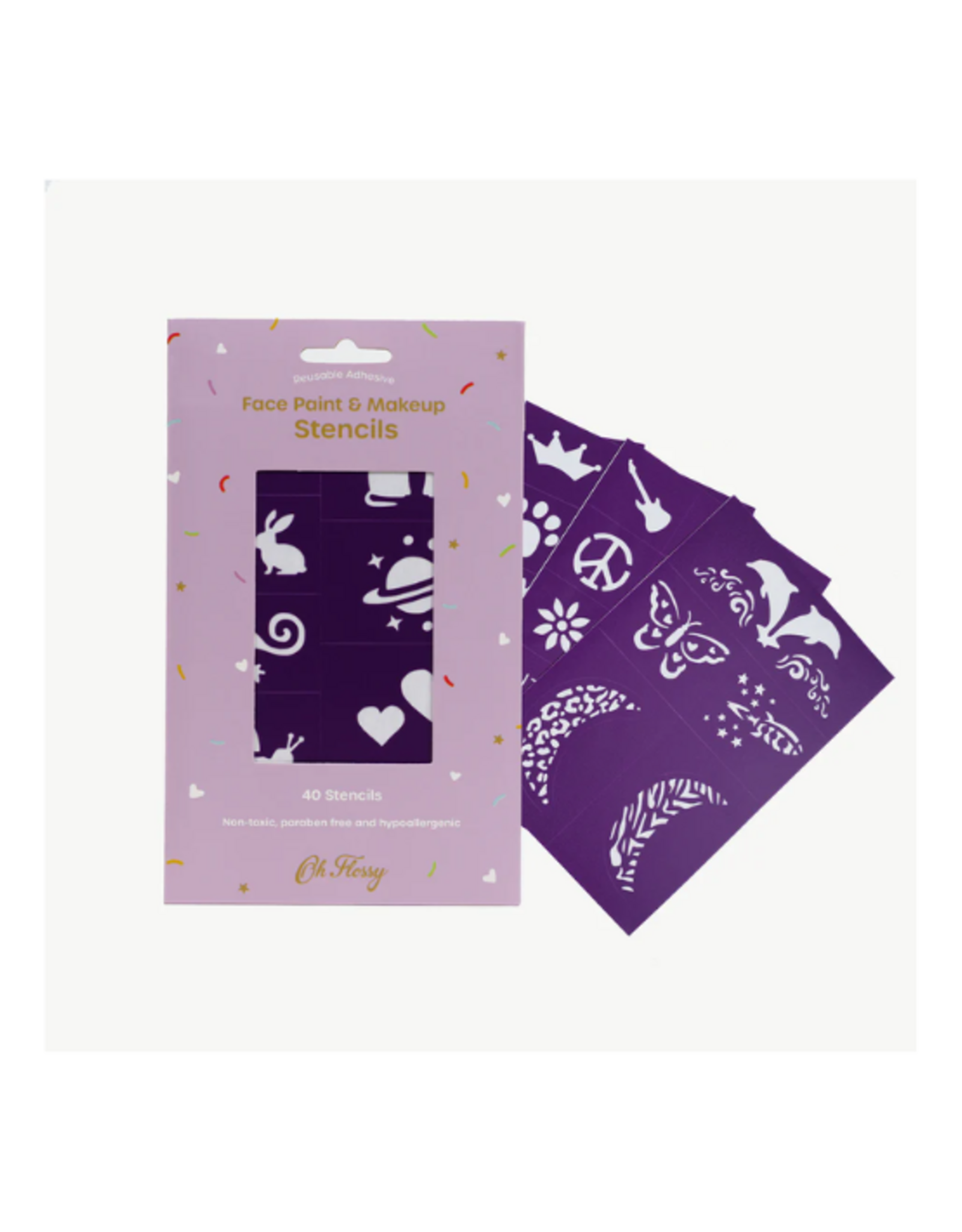 Oh Flossy Oh Flossy - Reusable Adhesive Face Paint & Makeup Stencils - Purple