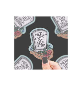 Turtle Soup Here Lies My Self-Esteem Tombstone Vinyl Sticker