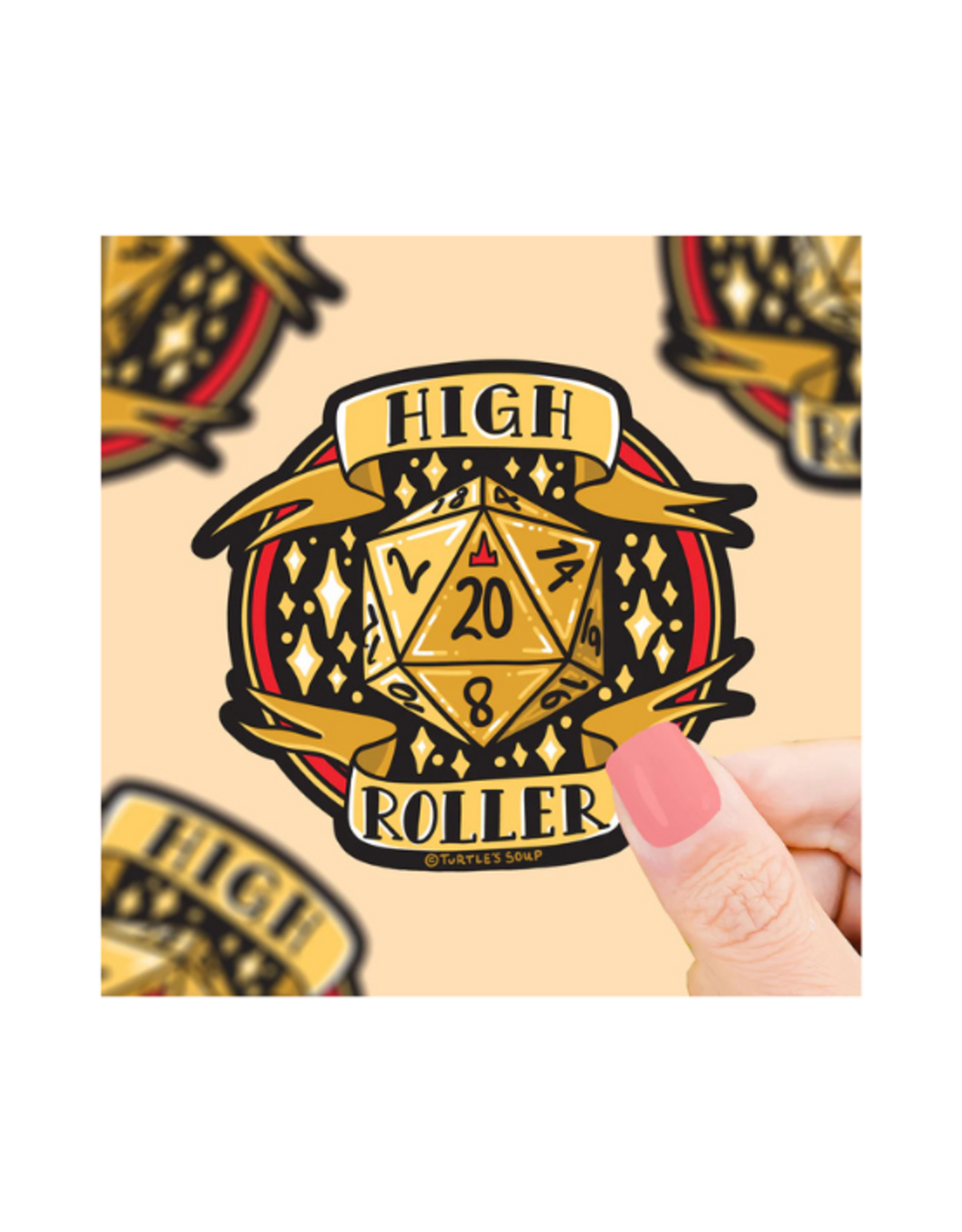 Turtle Soup Turtle's Soup - High Roller D20 Dice Polyhedron Tabletop Gaming Vinyl Sticker