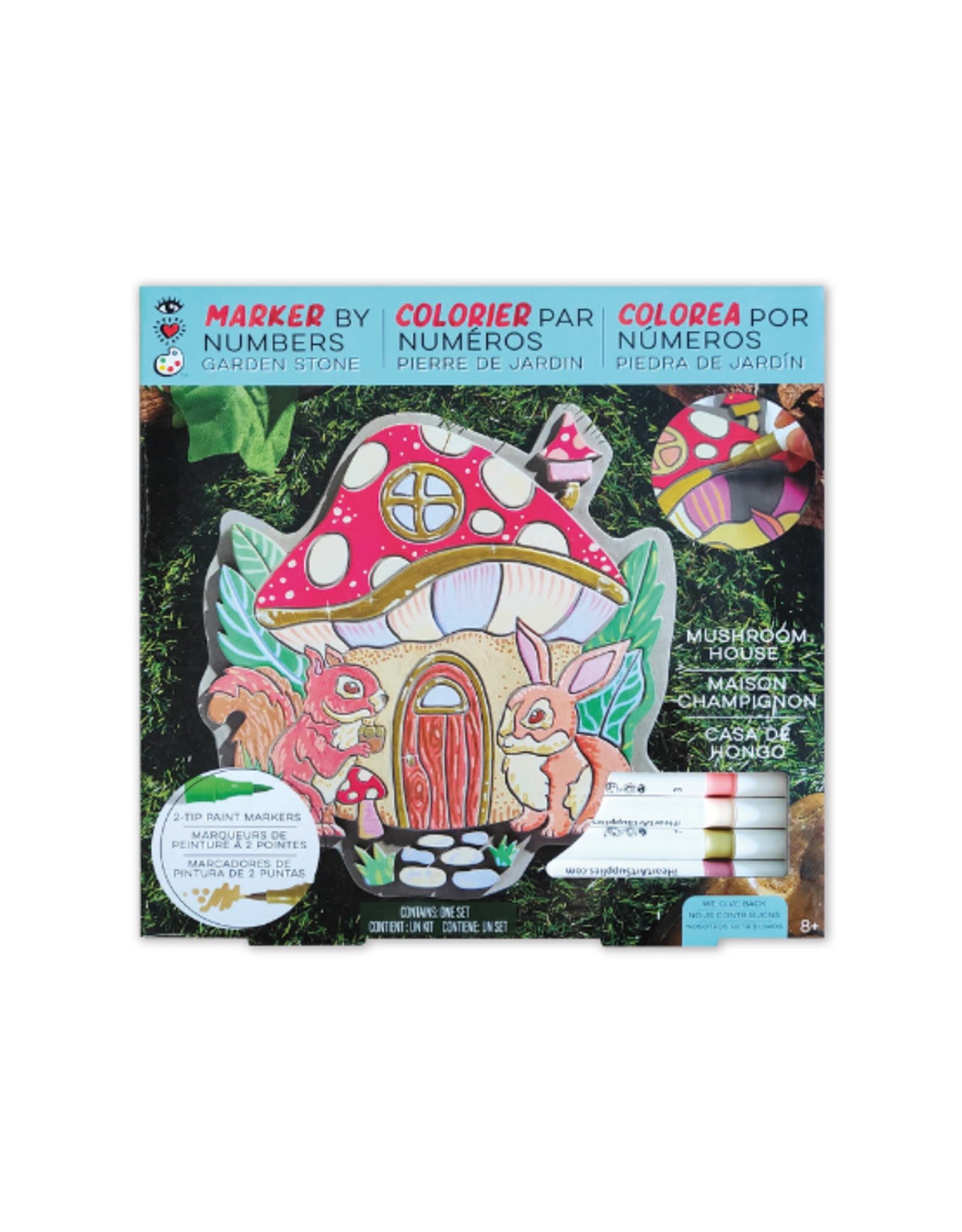 Bright Stripes Bright Stripes - IHeartArt Marker by Number Garden Stone Mushroom