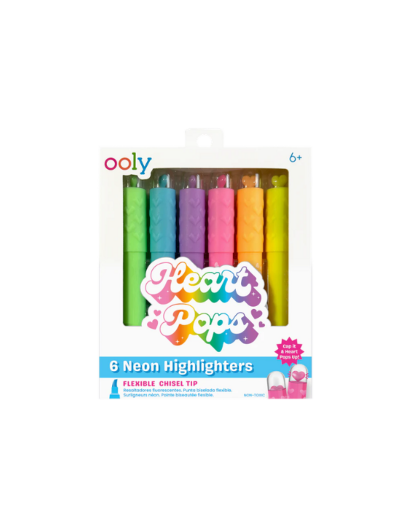 Ooly Ooly  - Heart Pops Neon Highlighters - Set of 6