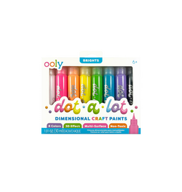 Ooly Dot-a-Lot 3D Dimensional Craft Paint - Brights - Set of 8