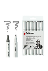 Deserres - Alcohol Dual-Tip Market Set Black & Grey 6pcs