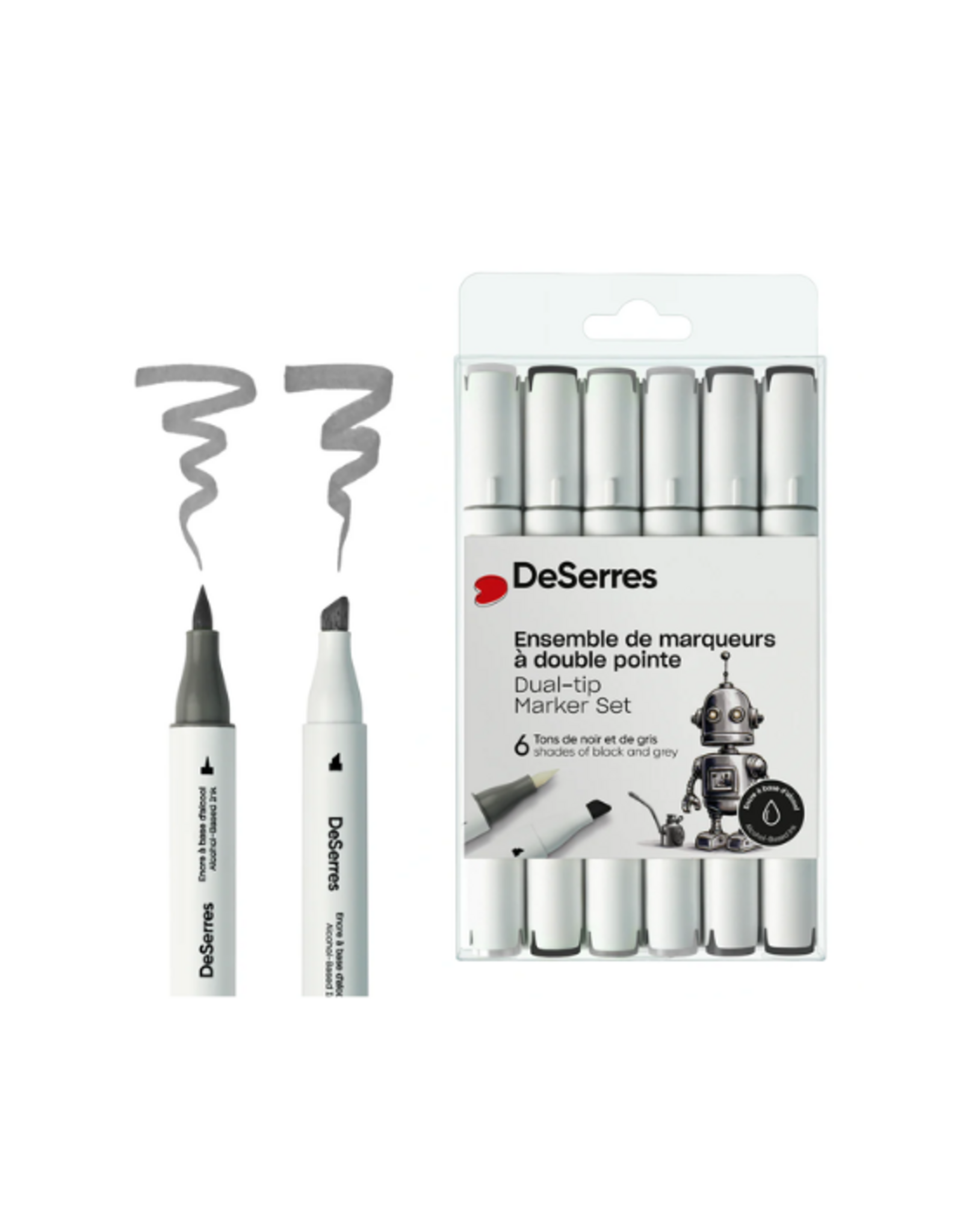 Deserres - Alcohol Dual-Tip Market Set Black & Grey 6pcs