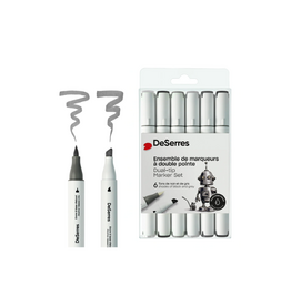 Alcohol Dual-Tip Market Set Black & Grey 6pcs