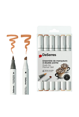 Deserres - Alcohol Dual-Tip Market Set Natural Shades  6pcs