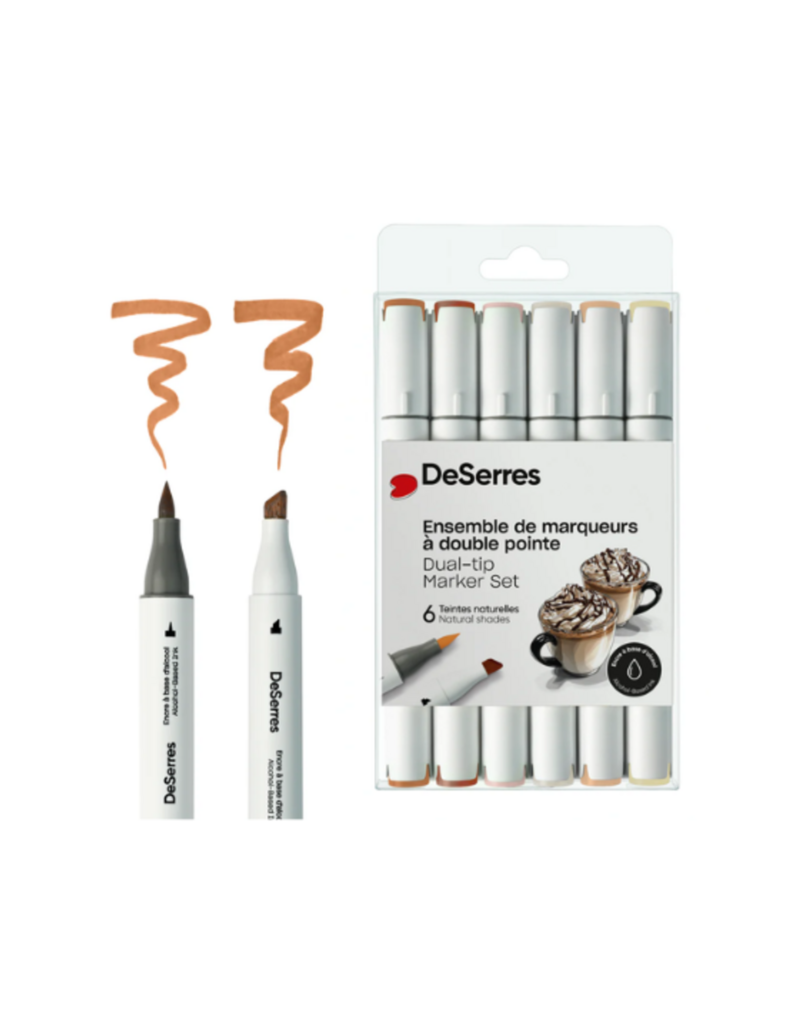 Deserres - Alcohol Dual-Tip Market Set Natural Shades  6pcs