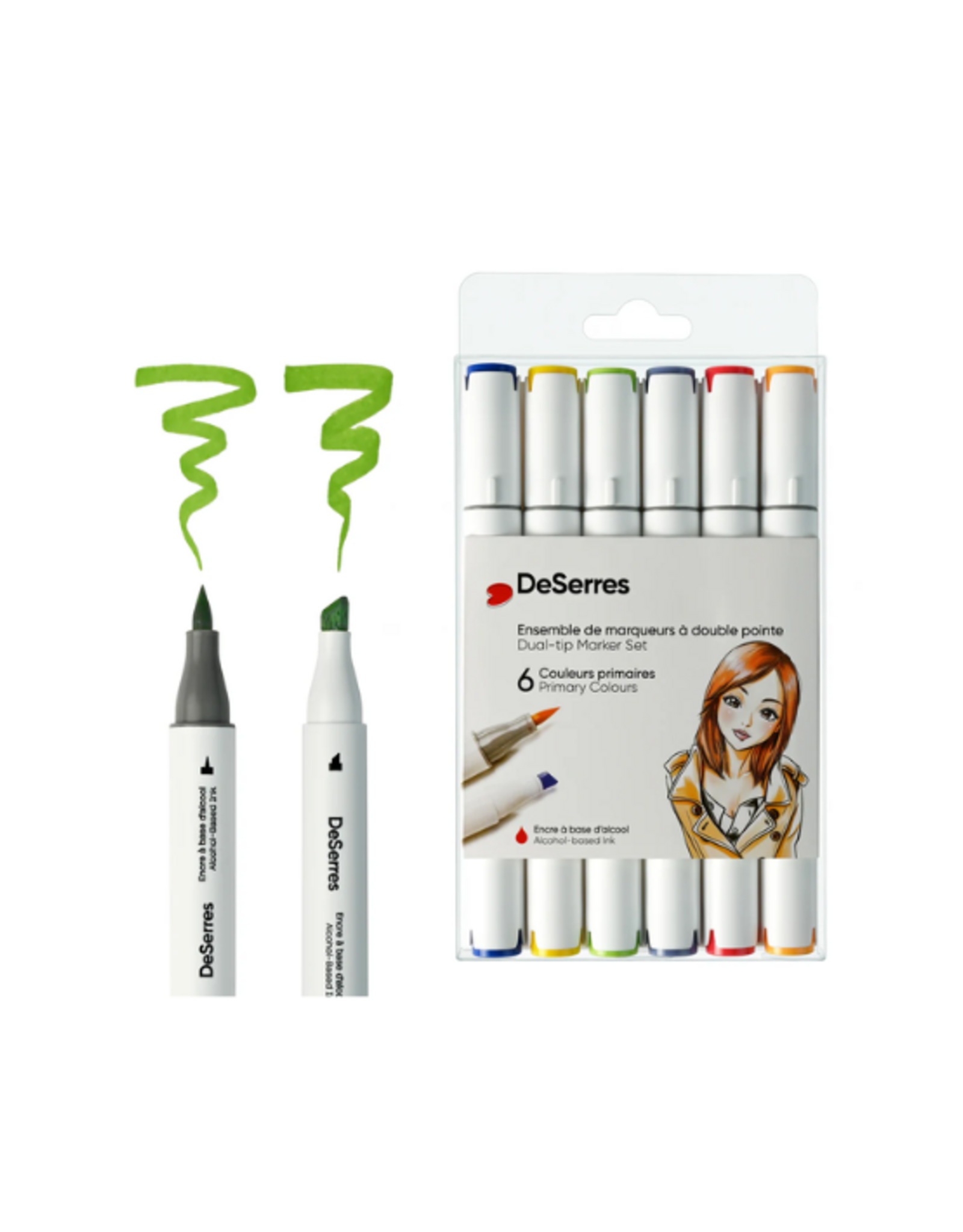 Deserres - Alcohol Dual-Tip Market Set Primary Colors 6pcs