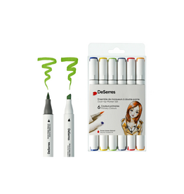 Alcohol Dual-Tip Market Set Primary Colors 6pcs