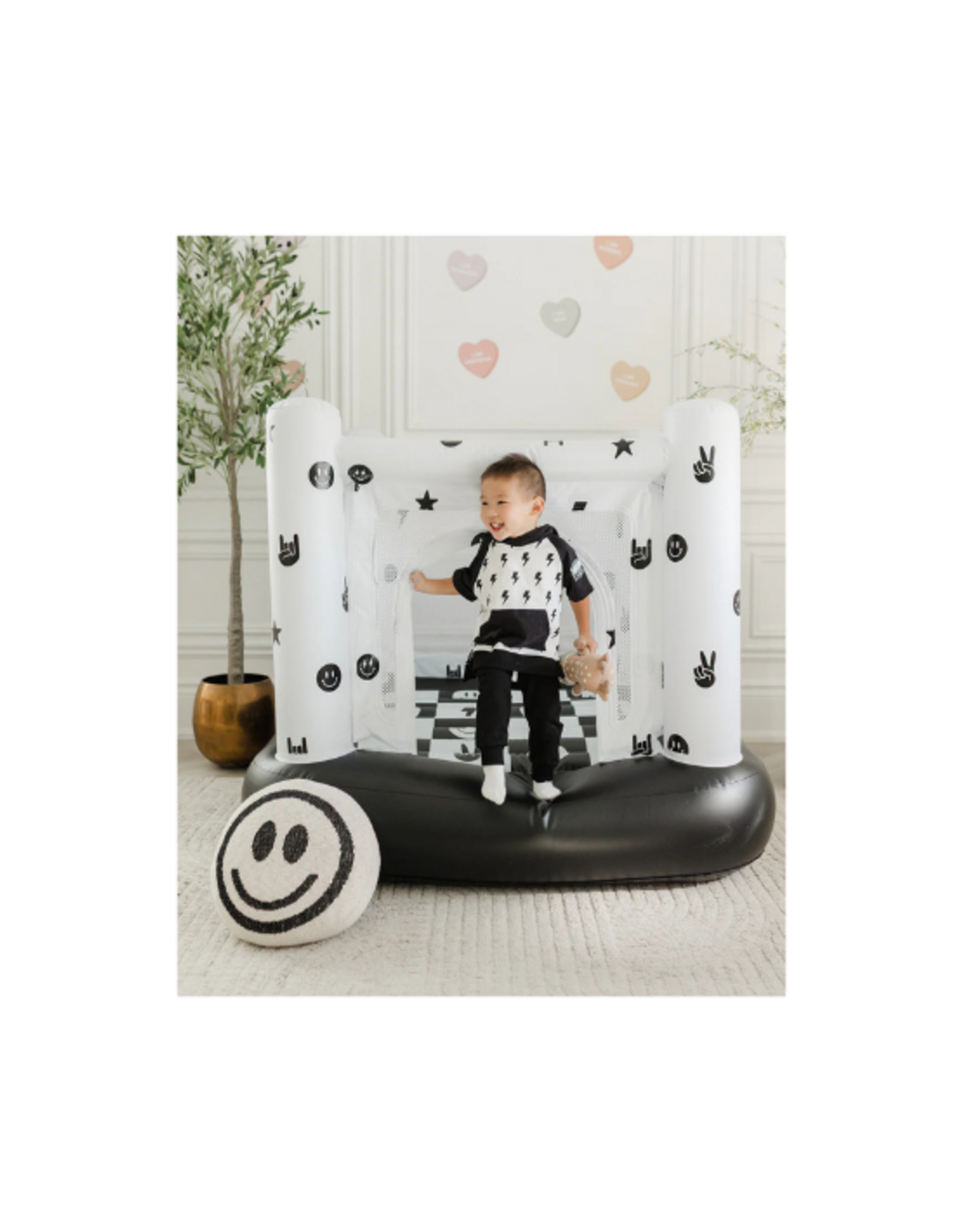 Cherrypick Cherrypick - Magic Bounce House – Mini Cordless Indoor Bouncer (Monochrome Smiley)