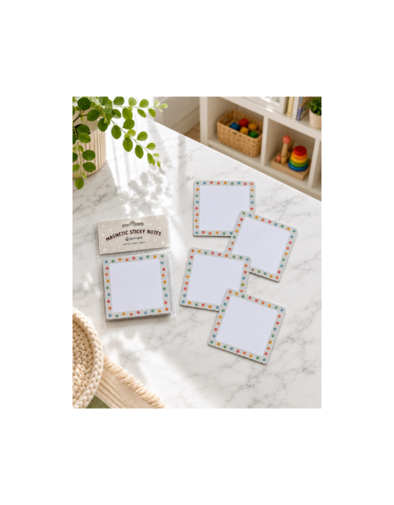 Cherrypick Cherrypick - Magnetic Sticky Notes 10pc Dry Erase Labels (Rainbow Smileys)