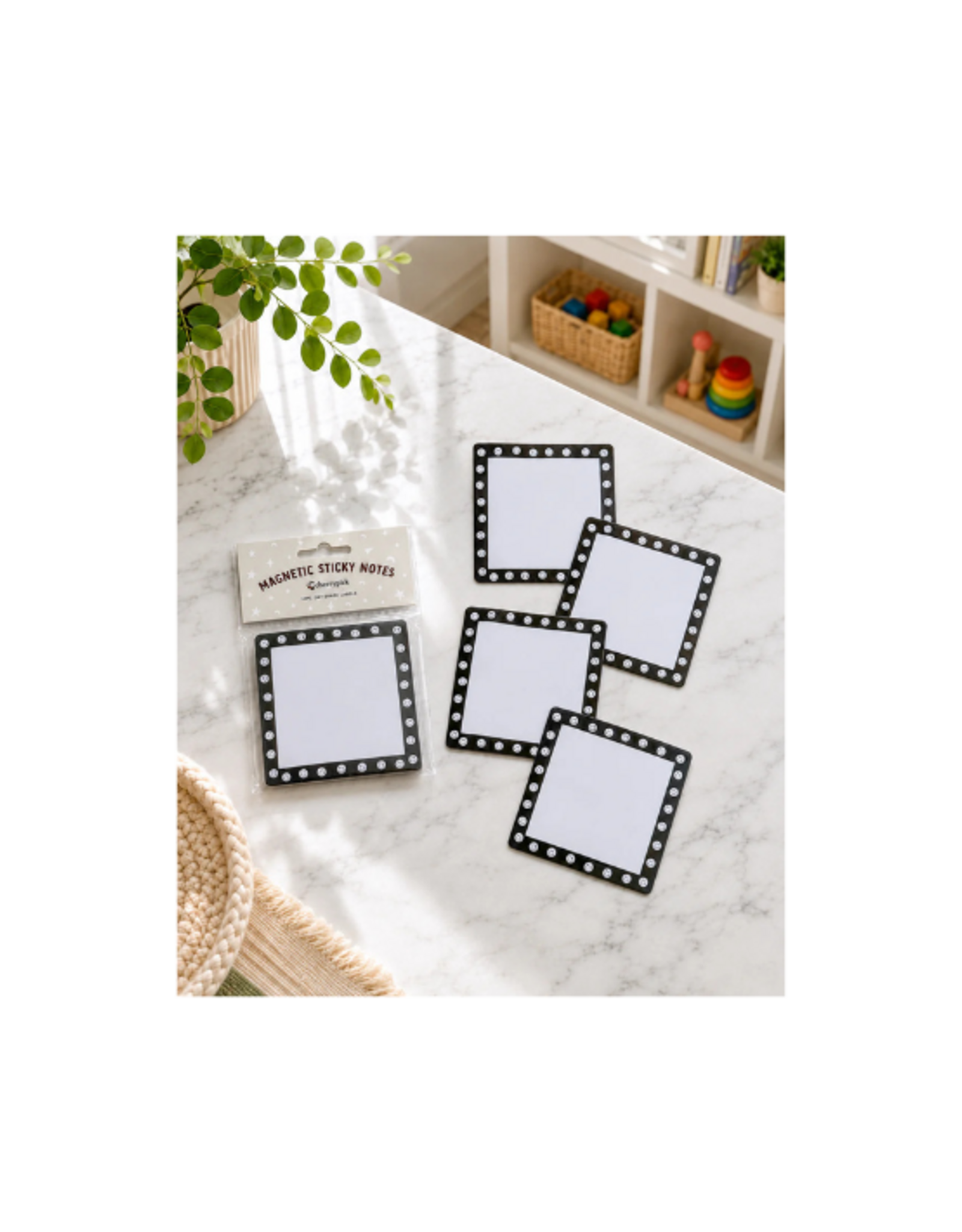 Cherrypick Cherrypick - Magnetic Sticky Notes 10pc Dry Erase Labels (Monochrome Smileys)