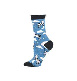 Socksmith Cow Jumped Over The Moon Blue S/M (Bamboo)