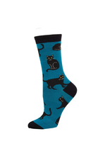 Socksmith Socksmith - Black Cat Blue S/M (Bamboo)