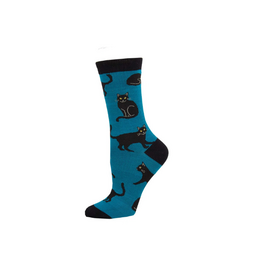 Socksmith Black Cat Blue S/M (Bamboo)