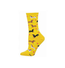 Socksmith Doxie Love Yellow S/M