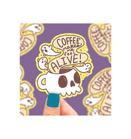 Turtle Soup Coffee Makes Me Feel Alive Vinyl Sticker