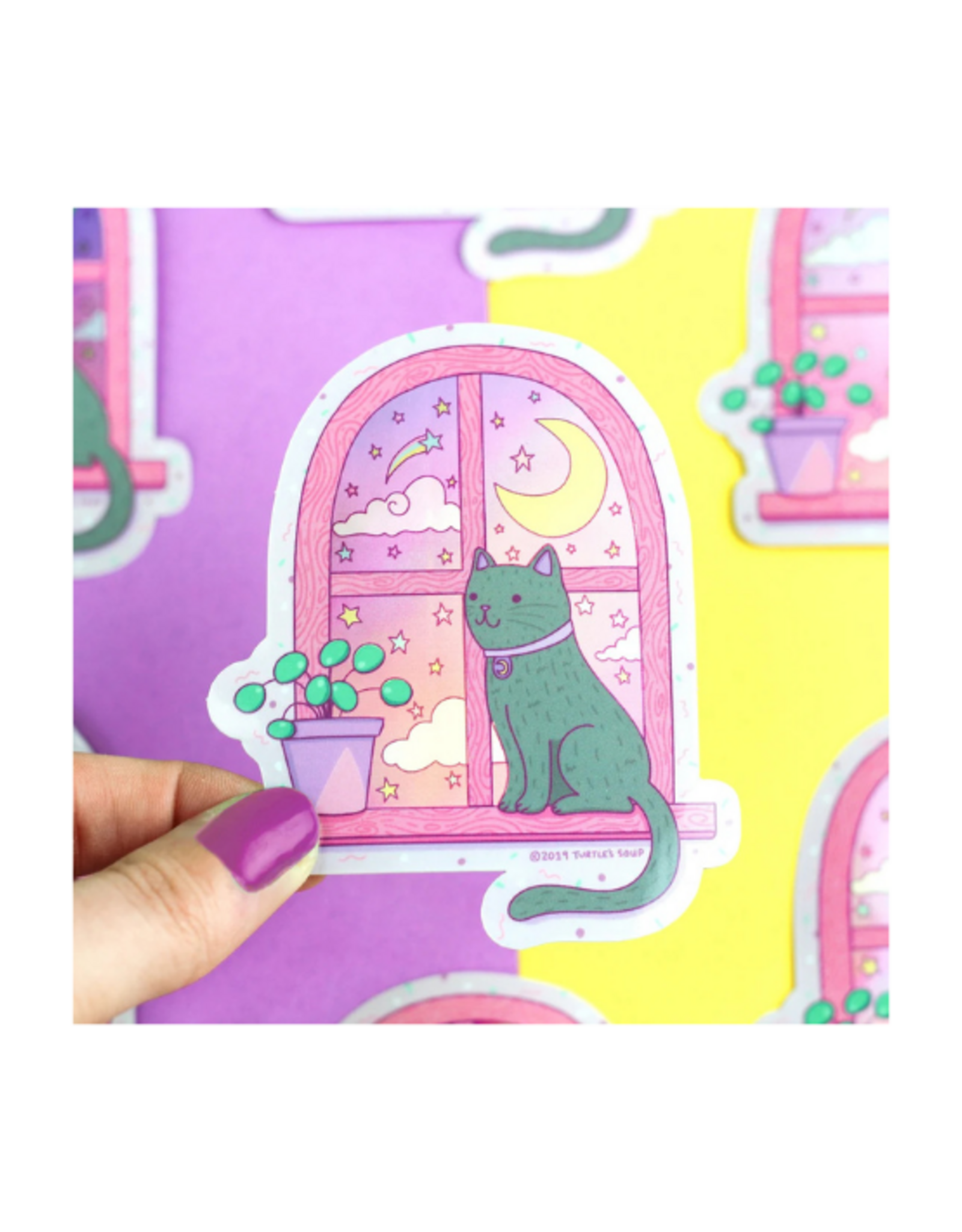 Turtle Soup Turtle's Soup - Magical Cat Moonlight Holographic Sticker