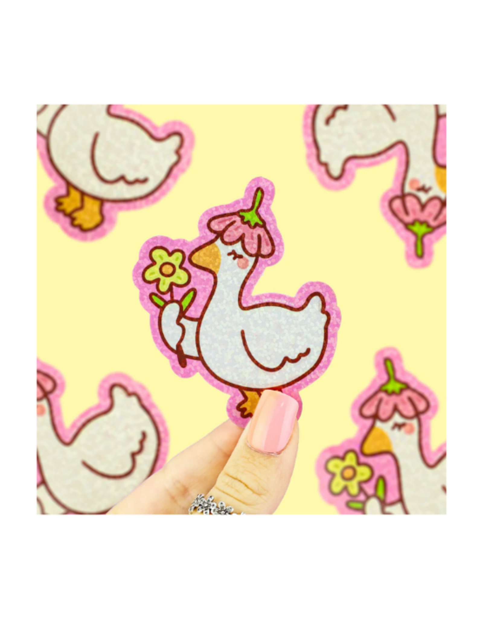 Turtle Soup Turtle's Soup - Floral Duck Glitter Vinyl Sticker