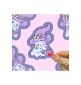 Turtle Soup Cottagecore Pastel Floral Ghost Vinyl Sticker