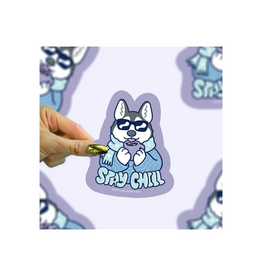 Turtle Soup Stay Chill Winter Husky Dog Vinyl Sticker