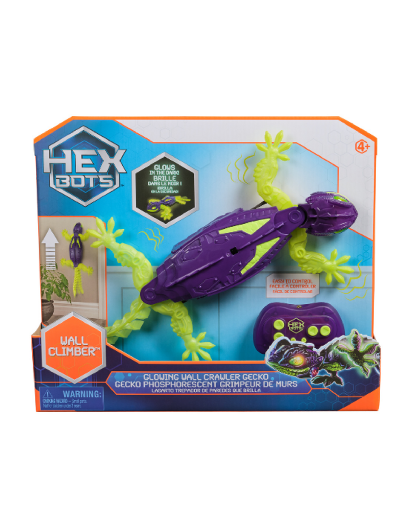 Spin Master Hex Bots - Wall Crawler Gecko Glow in the Dark