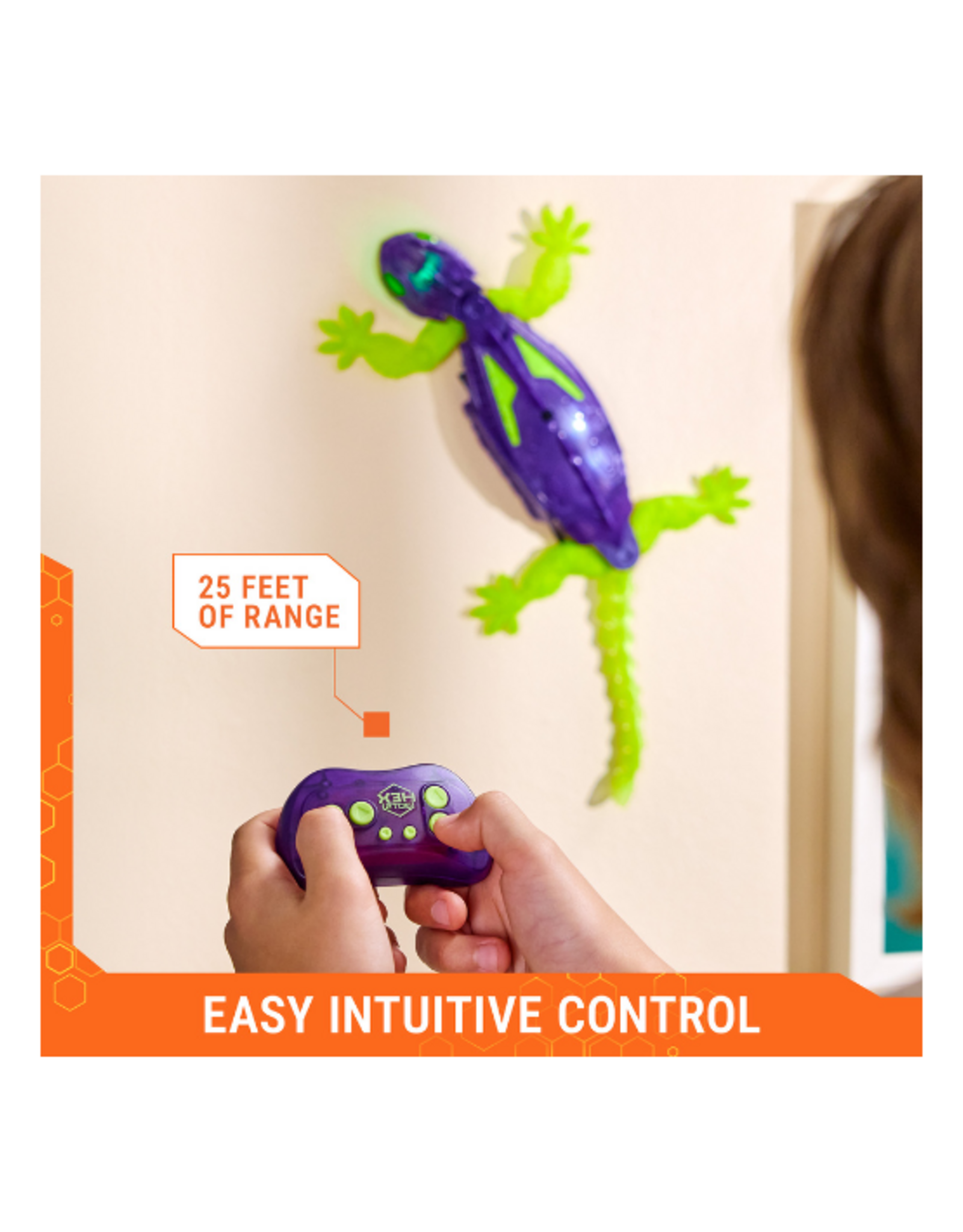Spin Master Hex Bots - Wall Crawler Gecko Glow in the Dark