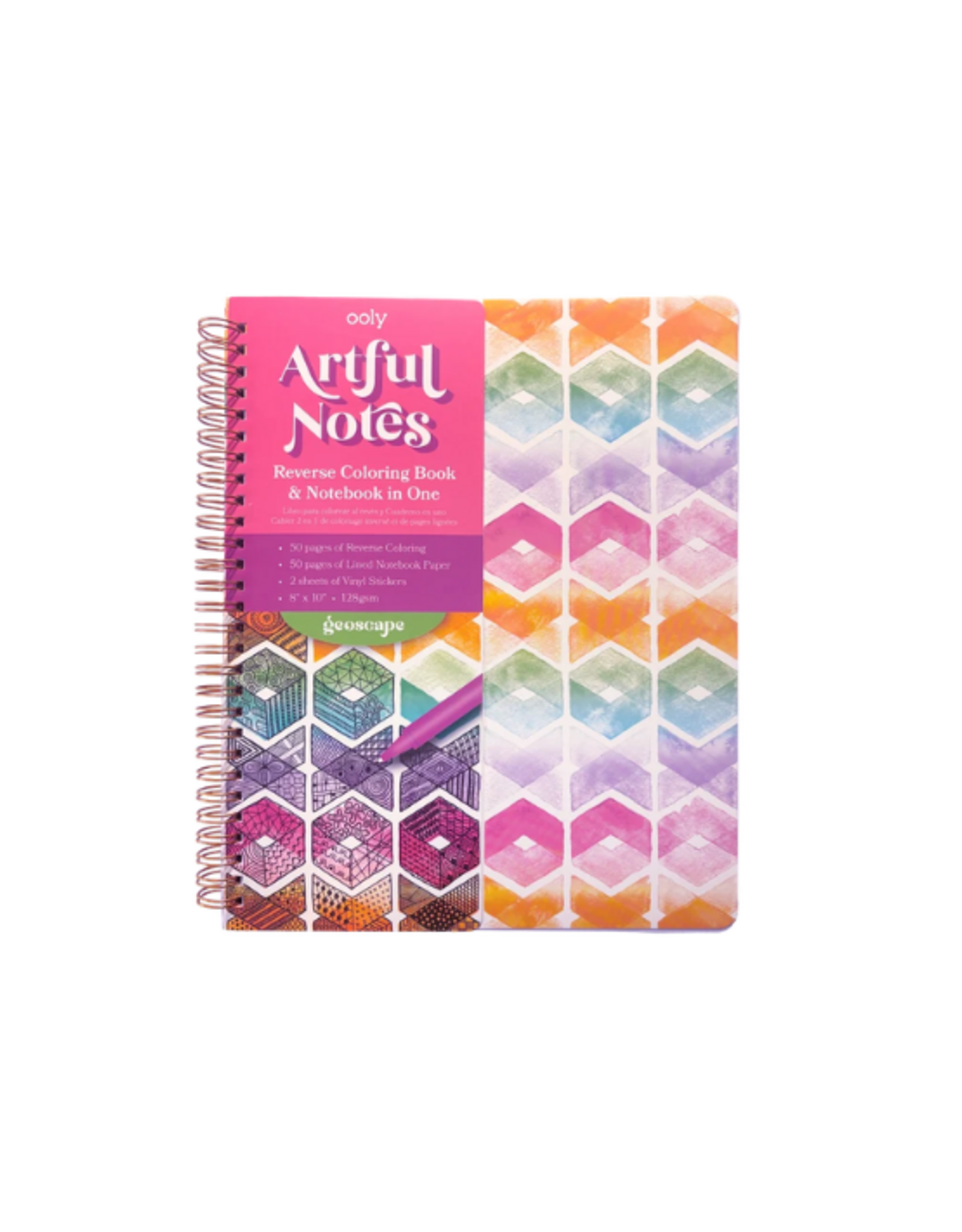 Ooly Ooly - Artful Notes Reverse Coloring Notebook