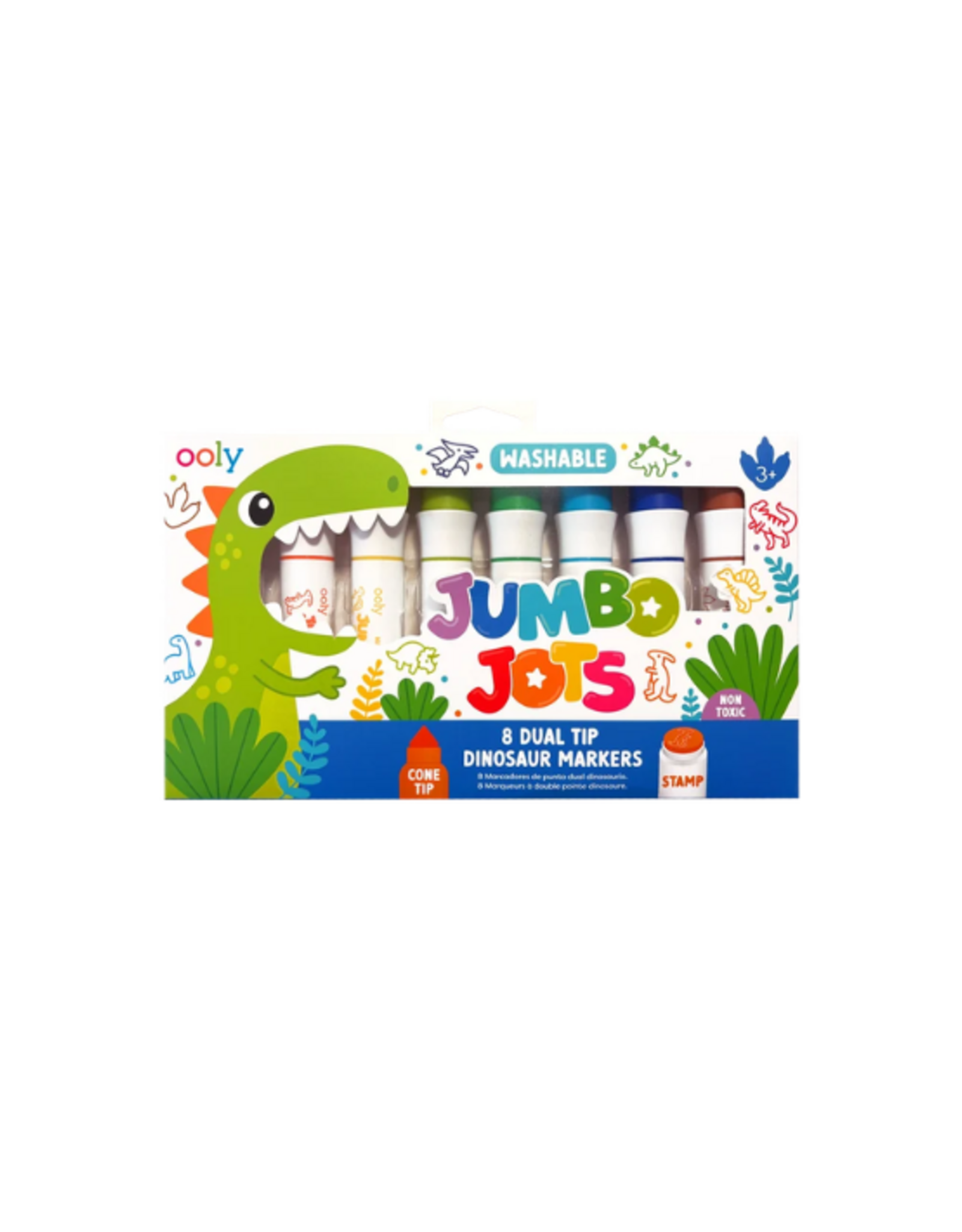 Ooly Ooly - Jumbo Jots Dual Tip Stamp Markers - Dinosaur - Set of 8