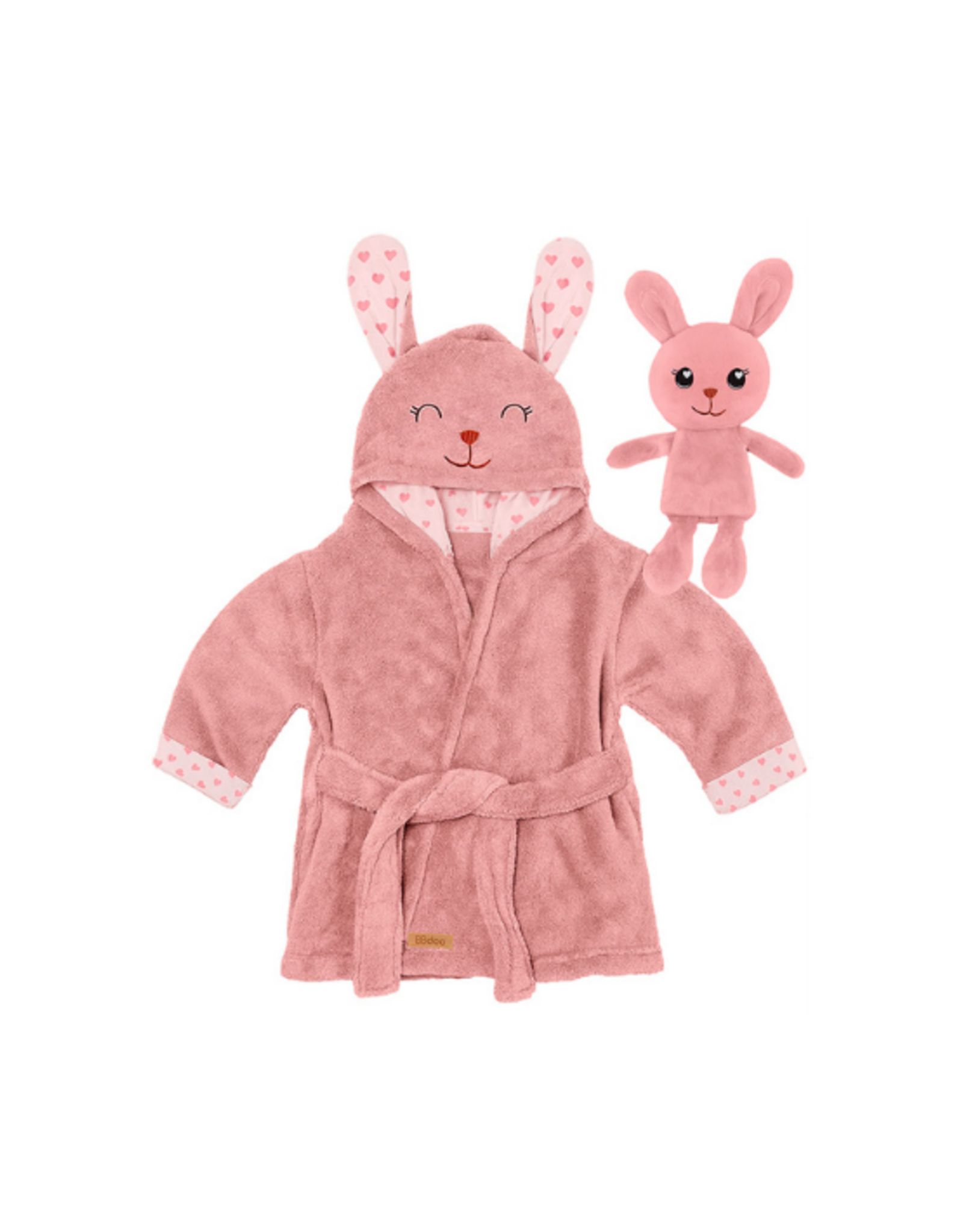 BBdoo BBdoo - Baby Bathrobe with Plush Toy - RABBIT, Pink / 0-12M