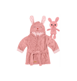 BBdoo BBdoo Baby Bathrobe with Plush Toy - RABBIT, Pink / 0-12M