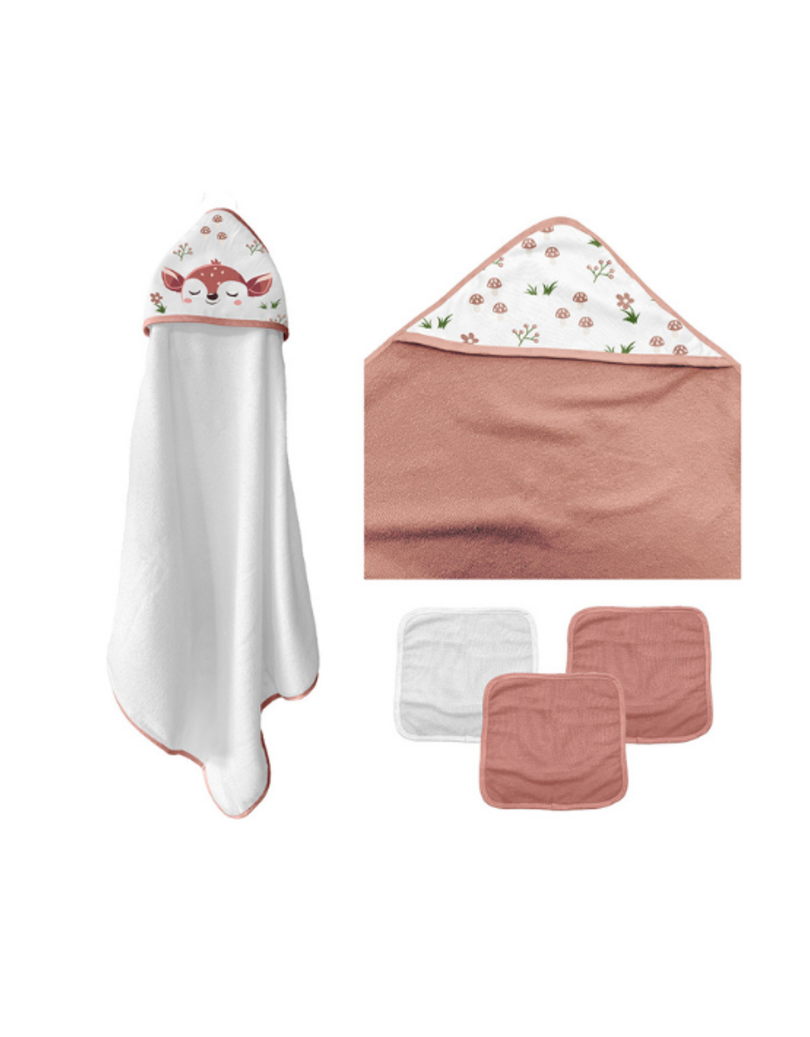 BBdoo BBdoo - Hooded Towels and 3 Wash Cloths - Deer