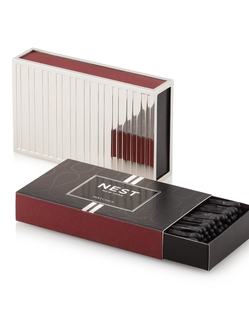 Nest Silver Matchbox Holder With Matches