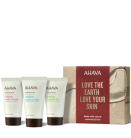 Ahava Mineral Naturally Refreshing Trio,  Hand Cream, Body Lotion, Shower Gel  1.3 oz