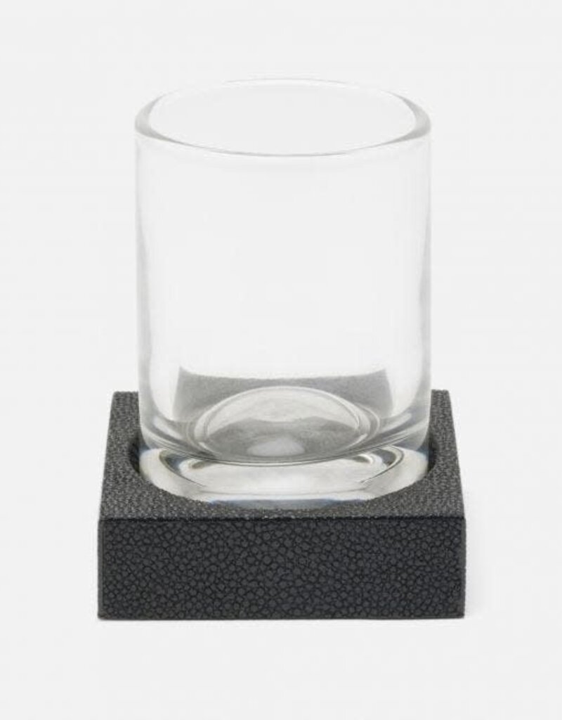 Pigeon & Poodle Manchester Tumbler Set Black Faux Shagreen 3.5"L x 3.5"W x 4.5"H