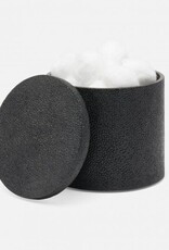 Pigeon & Poodle Manchester Large Canister Black Faux Shagreen 4"D x 4.5"H