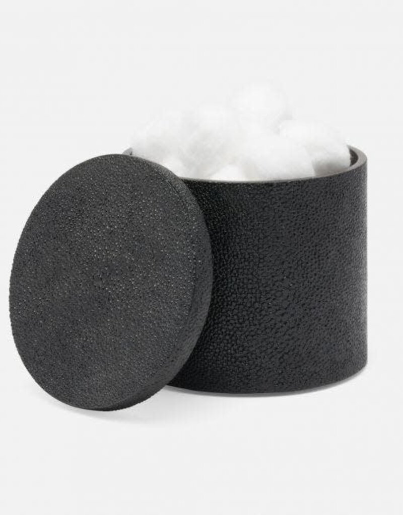 Pigeon & Poodle Manchester Large Canister Black Faux Shagreen 4"D x 4.5"H