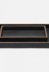 Pigeon & Poodle Manchester Rectangular Tray Black Faux Shagreen 12.5"L x 9.5"W x 1.5"H