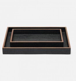 Pigeon & Poodle Manchester Rectangular Tray Black Faux Shagreen 12.5"L x 9.5"W x 1.5"H