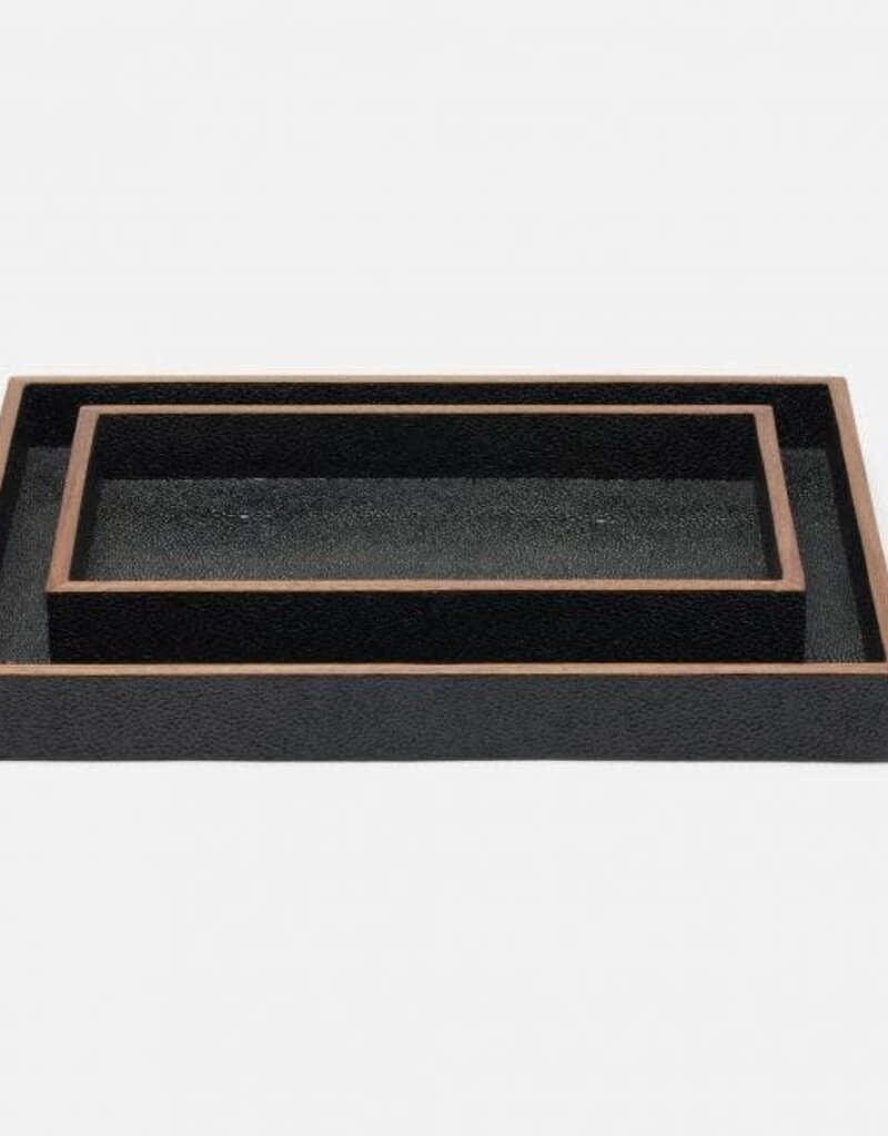 Pigeon & Poodle Manchester Rectangular Tray Black Faux Shagreen 12.5"L x 9.5"W x 1.5"H