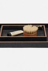 Pigeon & Poodle Manchester Rectangular Tray Black Faux Shagreen 10"L x 6"W x 1.5"H