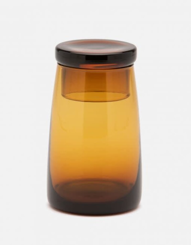 Pigeon & Poodle Hawley Amber Hand Blown Glass Carafe 3.5"D x 5.5"H