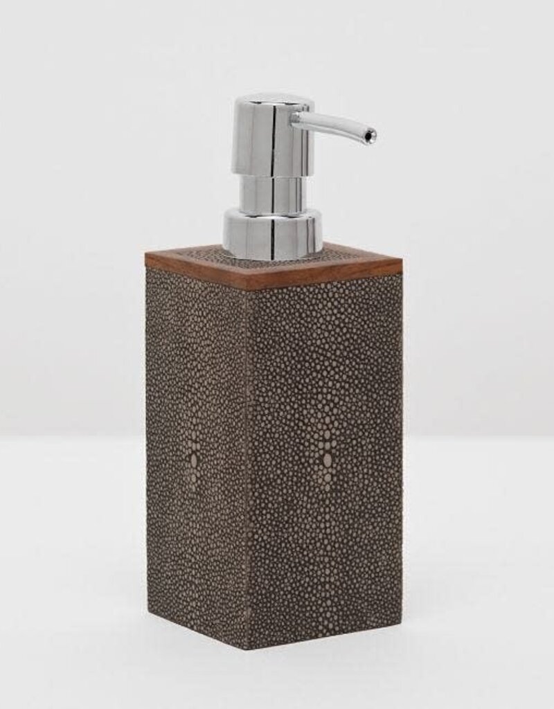 Pigeon & Poodle Manchester Soap Pump  Dark Mushroom Faux Shagreen 3"L x 3"W x 7"H